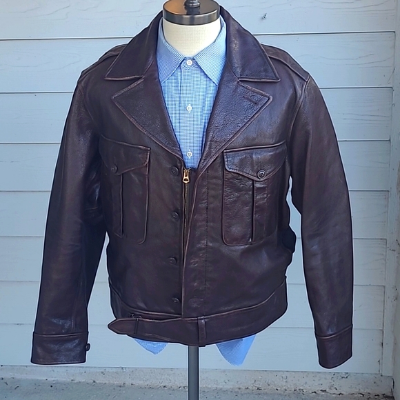 Ralph Lauren Double RL Other - RRL Double RL Dark Brown Goat Leather XL Mens‎ Workwear Moto Flight Jacket RARE